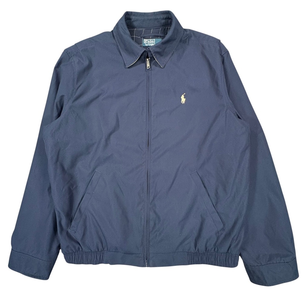 Vintage Polo Ralph Lauren Harrington Jacket Mens M Navy Blue Full Zip Bi-Swing